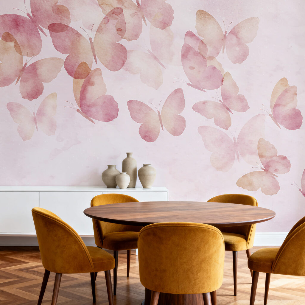 Vlinders langs zachte verfwolken — interieur 3