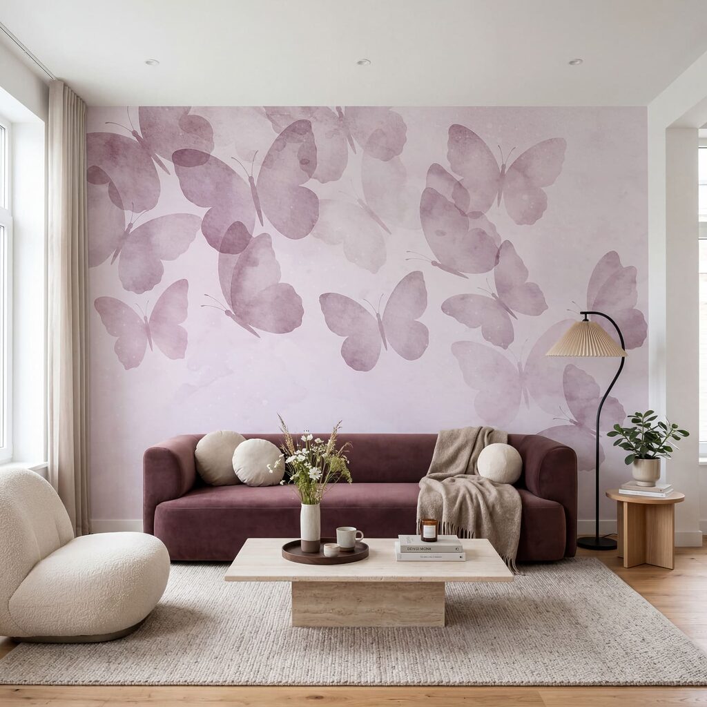 Vlinders langs zachte verfwolken — interieur 2