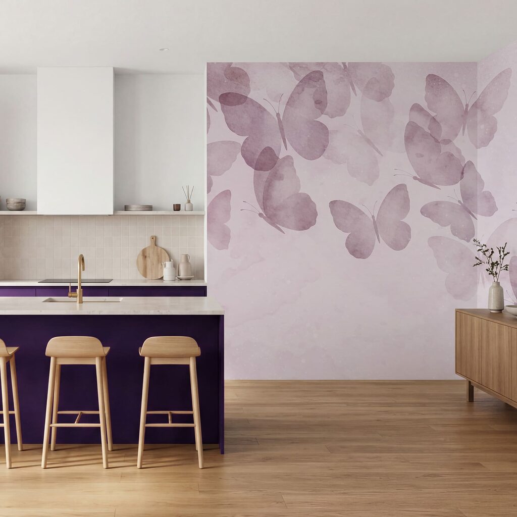 Vlinders langs zachte verfwolken — interieur 3