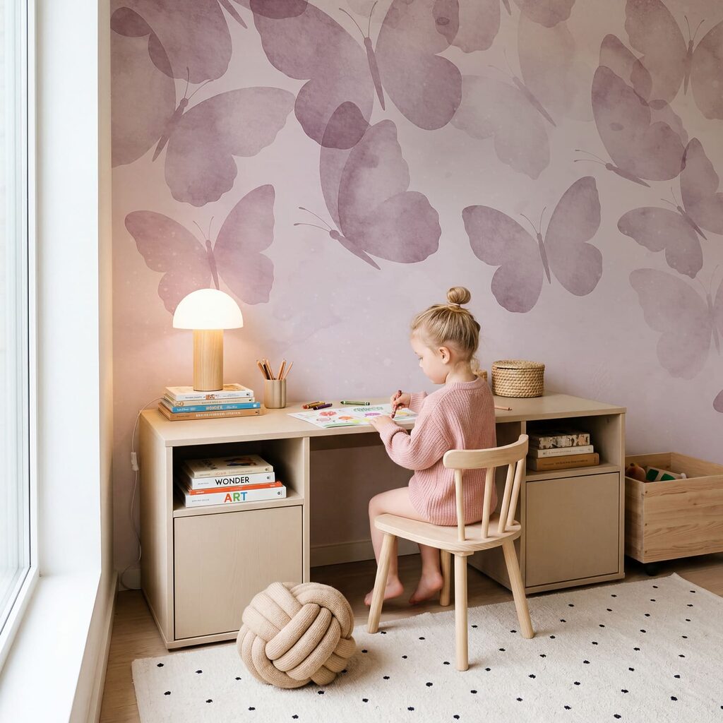 Vlinders langs zachte verfwolken — interieur 4