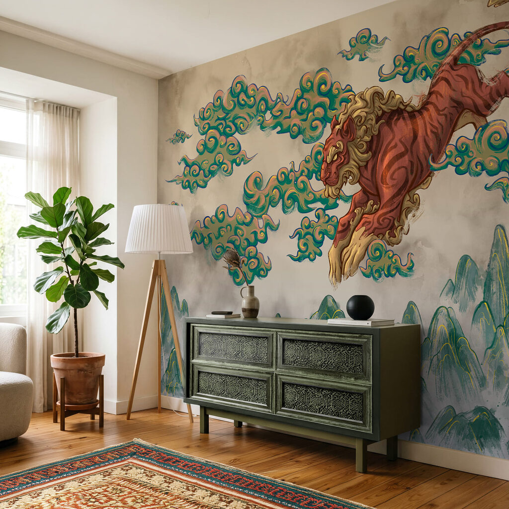 Tijger op geschilderde wolken — interieur 2