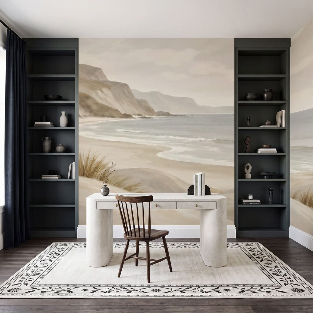 Strand met zand en water in een interieur