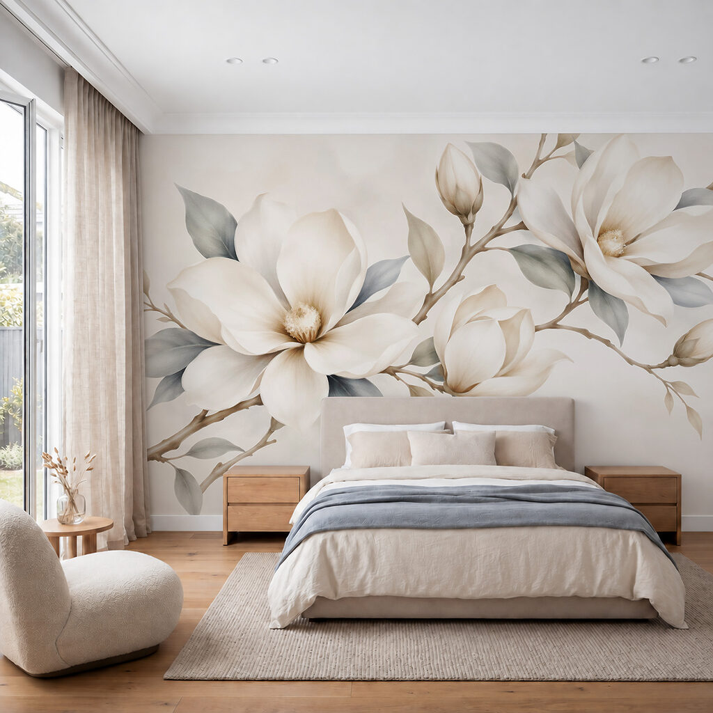 Witte bloemen langs twijgen — interieur 2