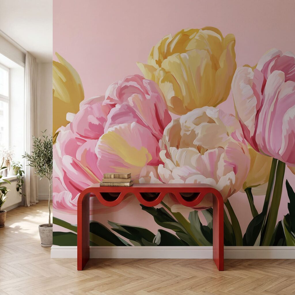 Prachtige bloesems in zachte tinten in een interieur