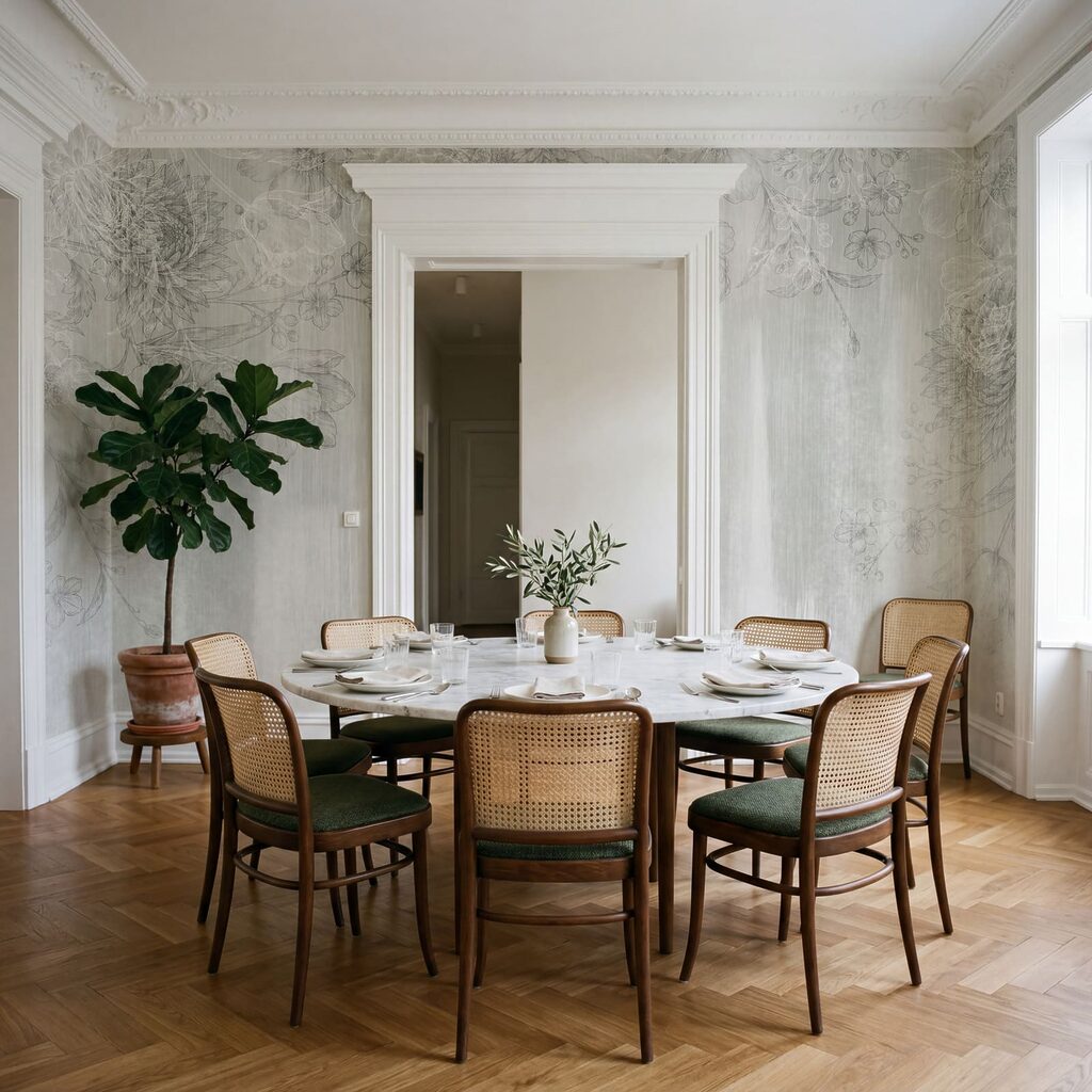 Fijne bloemen boven verfsporen — interieur 4