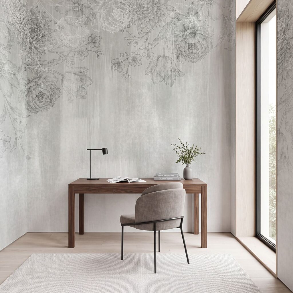 Fijne bloemen boven verfsporen — interieur 5