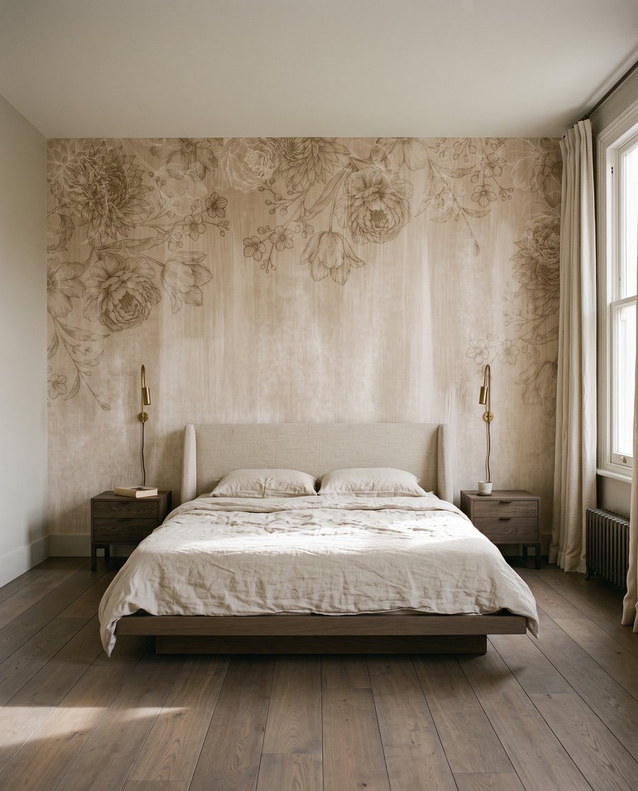 Fijne bloemen boven verfsporen — interieur 2