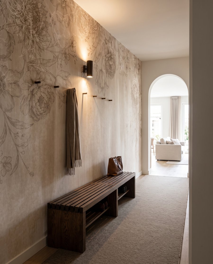 Fijne bloemen boven verfsporen — interieur 4
