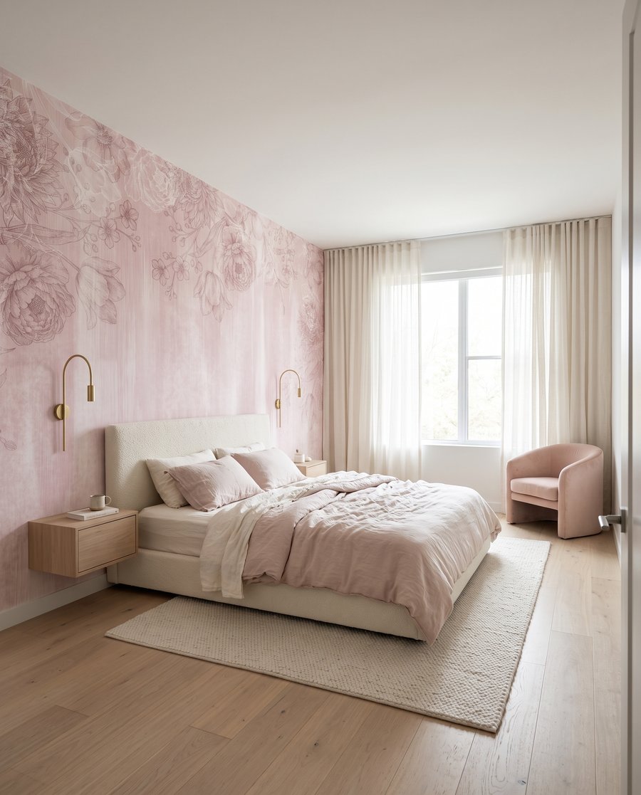 Fijne bloemen boven verfsporen — interieur 3