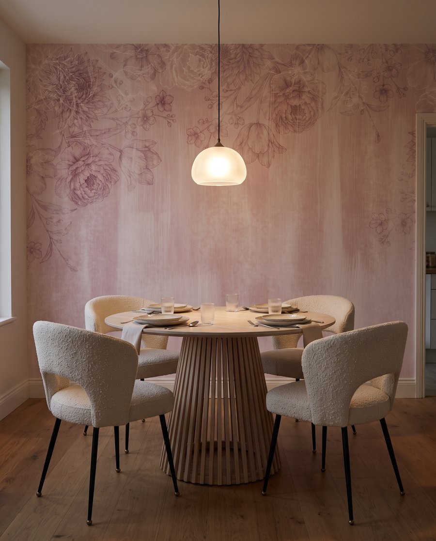 Fijne bloemen boven verfsporen — interieur 5