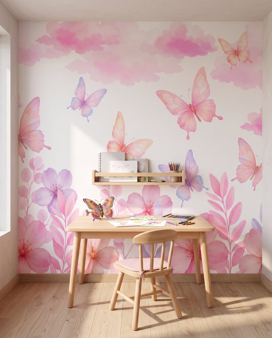 Vlinders boven een bloemenrand — interieur 5
