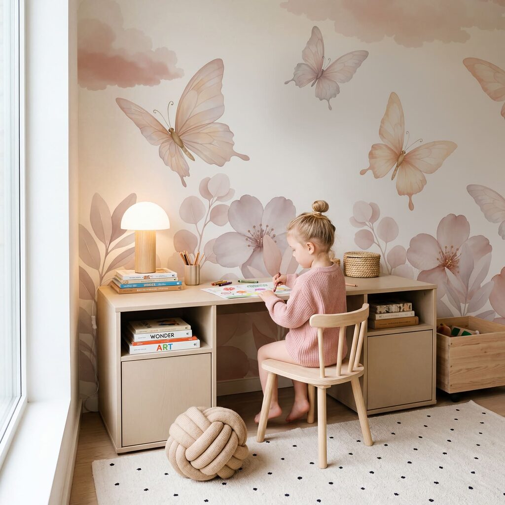 Vlinders boven een bloemenrand — interieur 3
