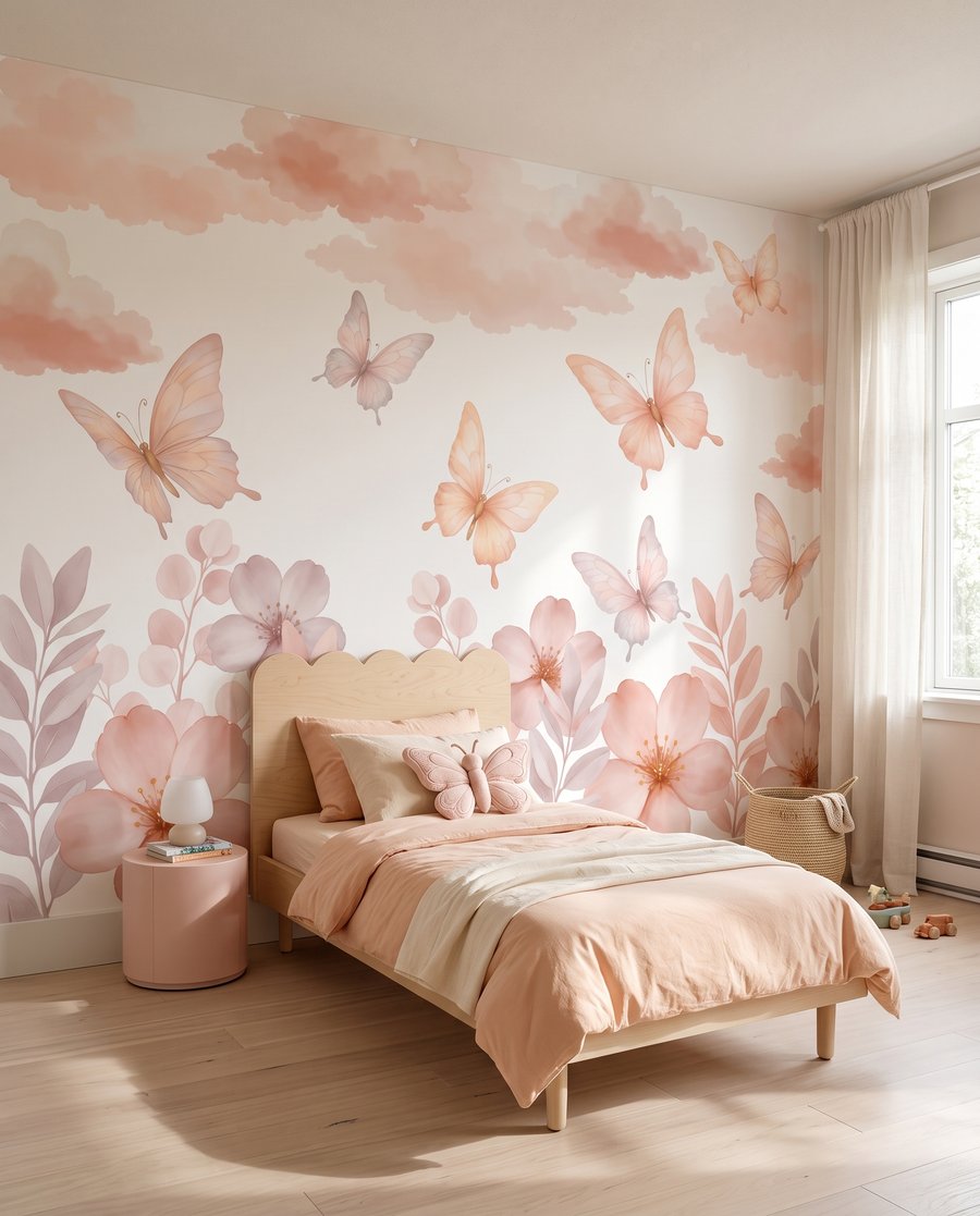 Vlinders boven een bloemenrand — interieur 1