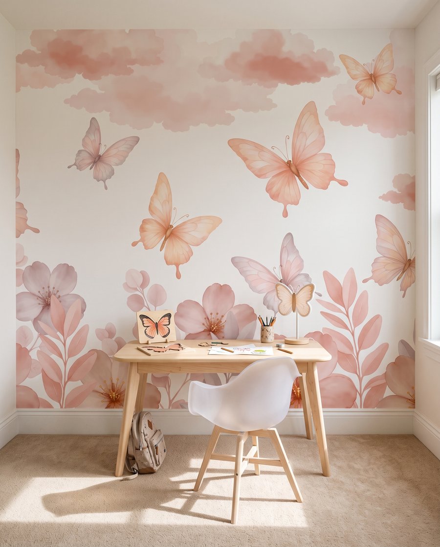 Vlinders boven een bloemenrand — interieur 3