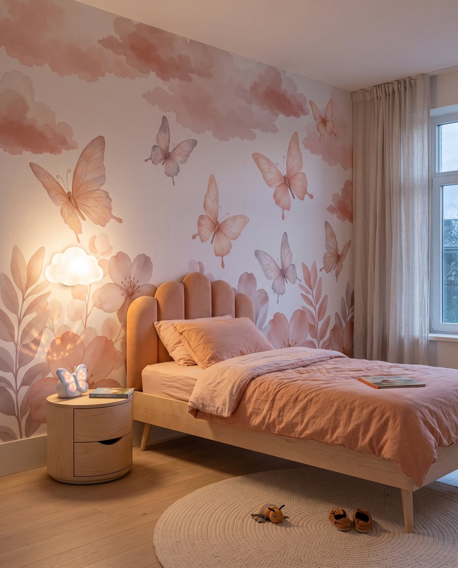 Vlinders boven een bloemenrand — interieur 5