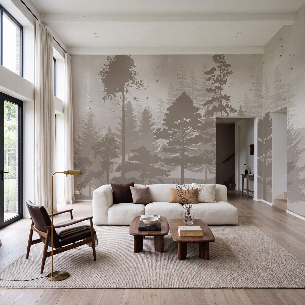 Bomen als geschilderde silhouetten — interieur 2