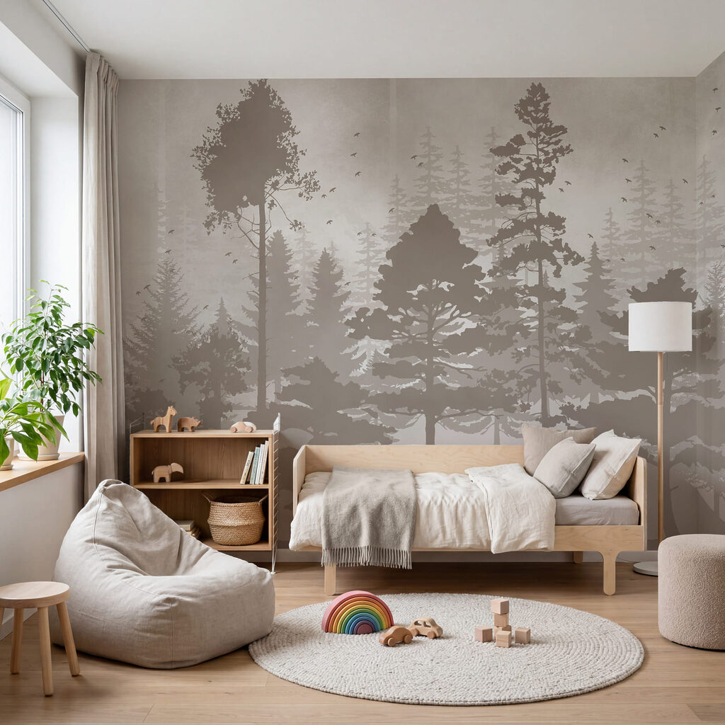 Bomen als geschilderde silhouetten — interieur 3