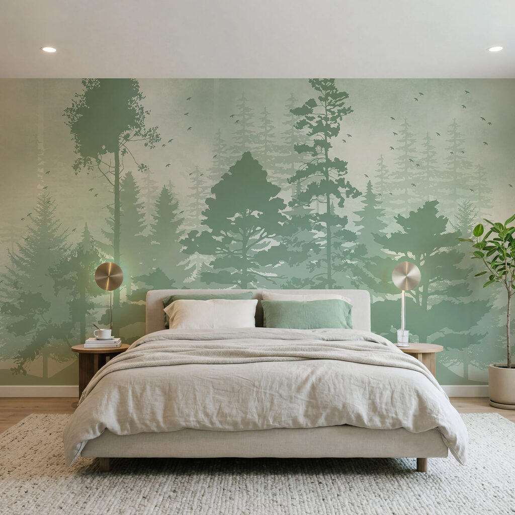 Bomen als geschilderde silhouetten — interieur 2
