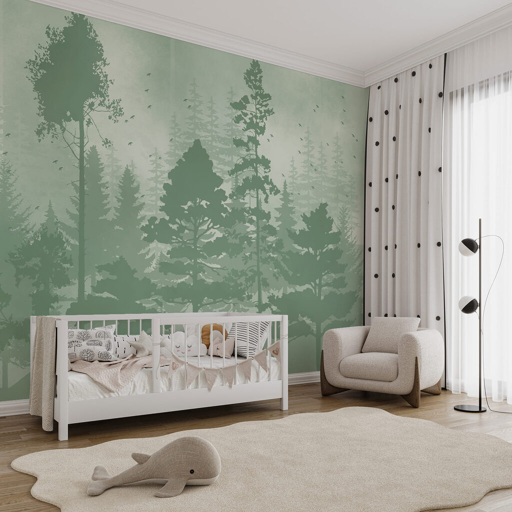 Bomen als geschilderde silhouetten — interieur 3
