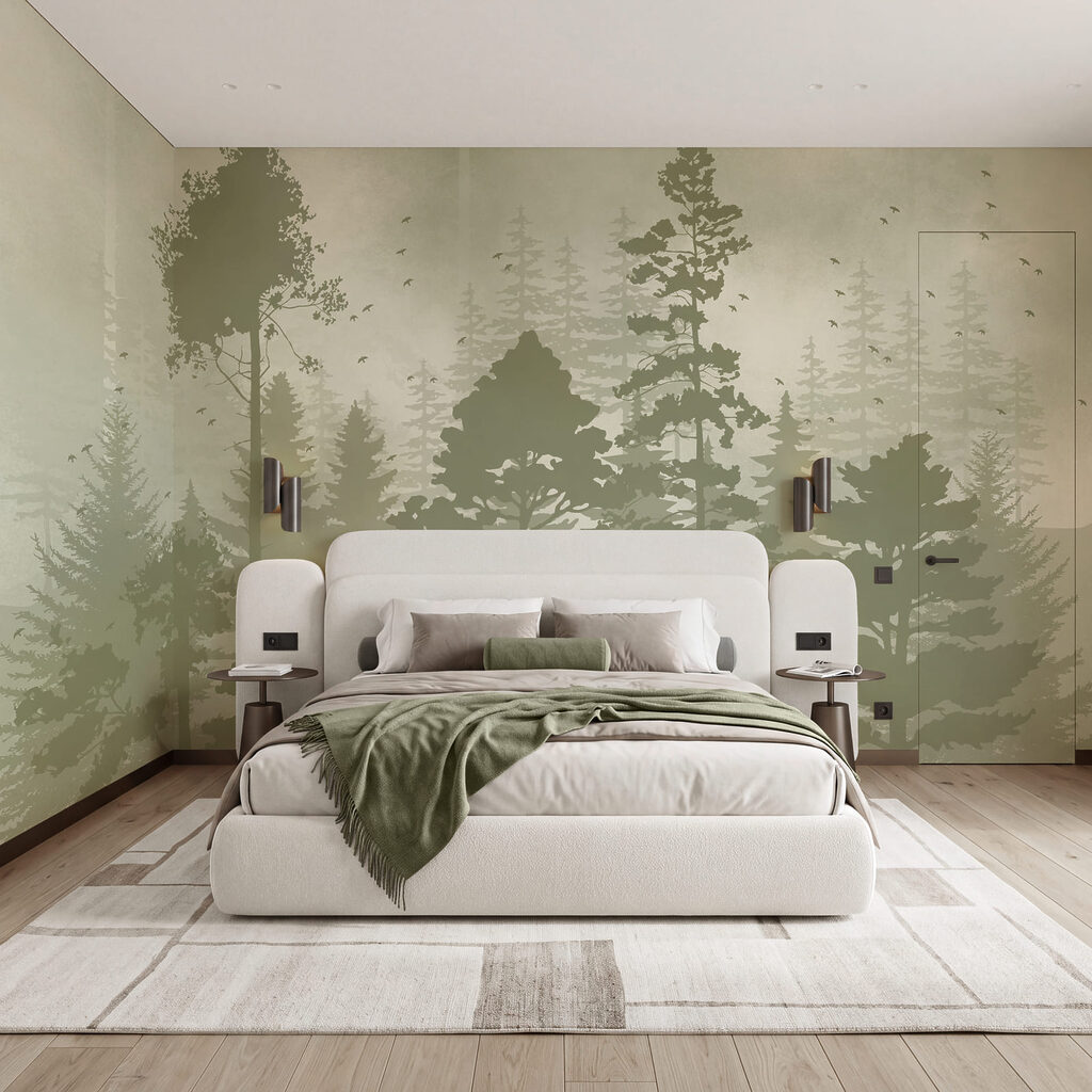 Bomen als geschilderde silhouetten — interieur 2