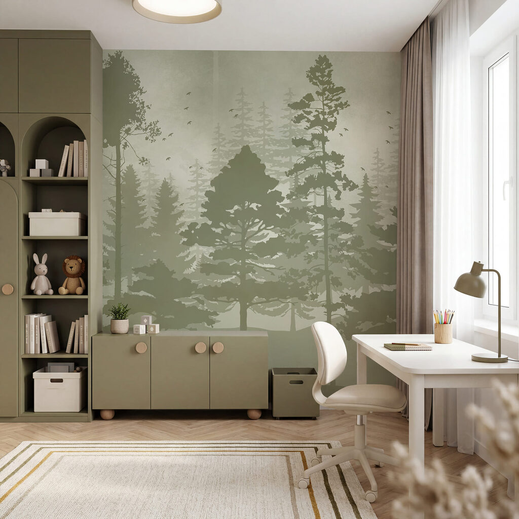 Bomen als geschilderde silhouetten — interieur 3