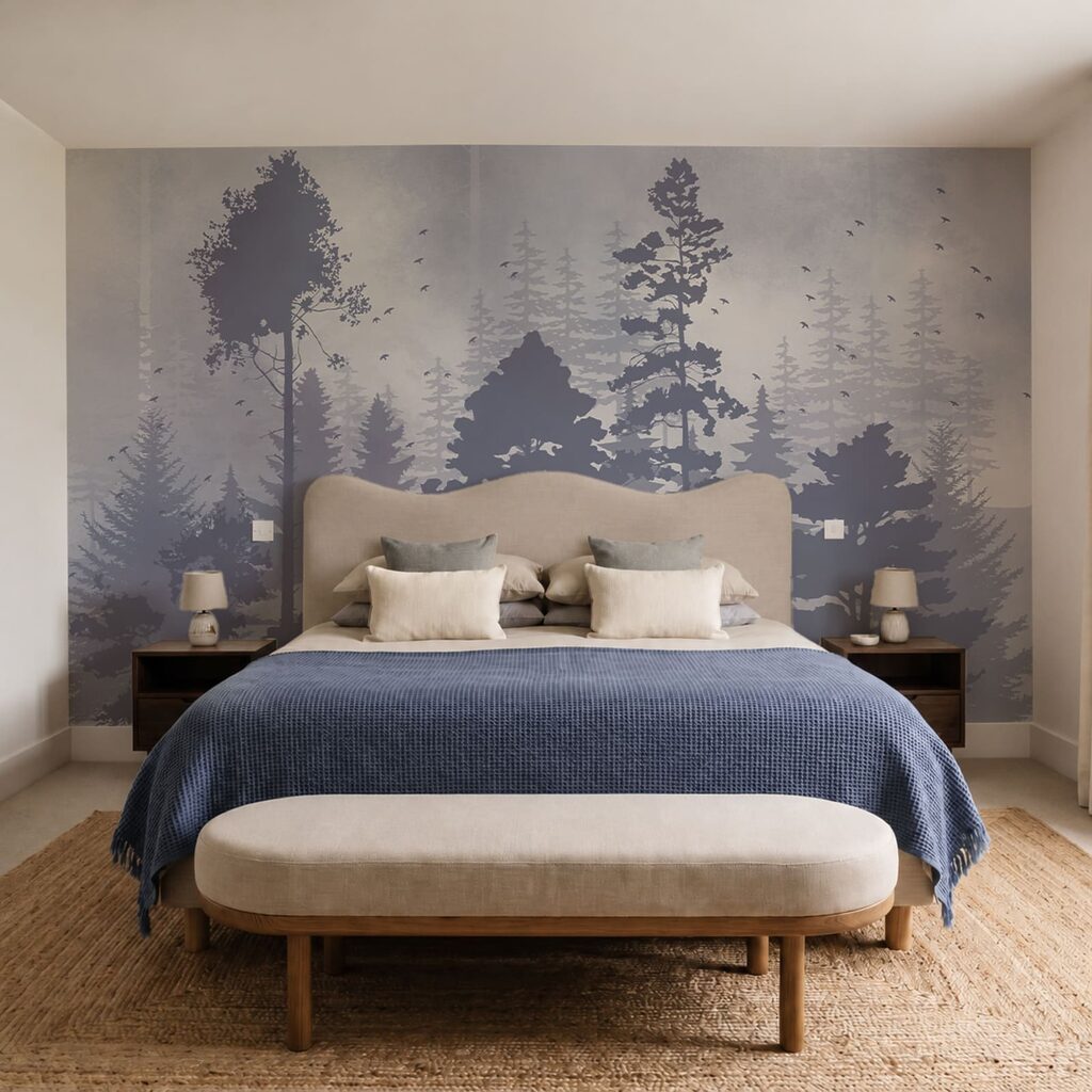Bomen als geschilderde silhouetten — interieur 2