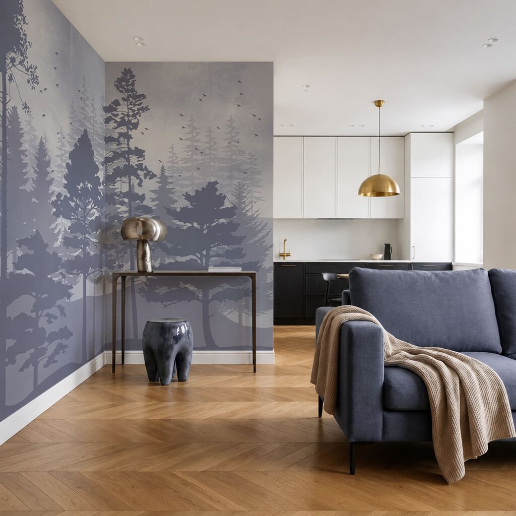 Bomen als geschilderde silhouetten — interieur 3
