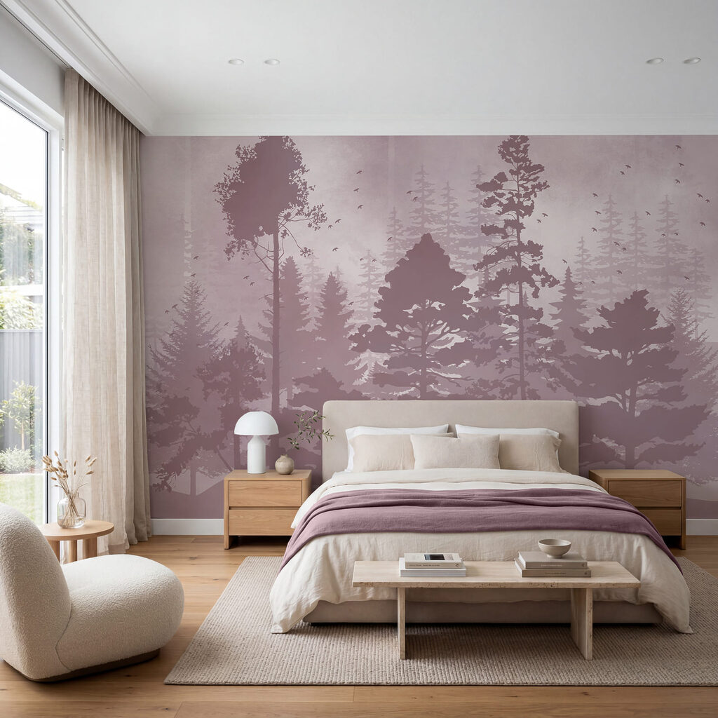 Bomen als geschilderde silhouetten — interieur 2