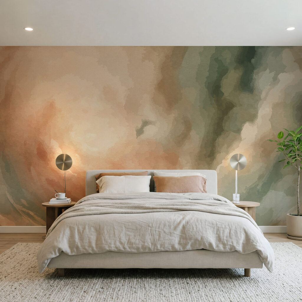 Bewolkte lucht met een lichtpuntje aan de hemel in een interieur
