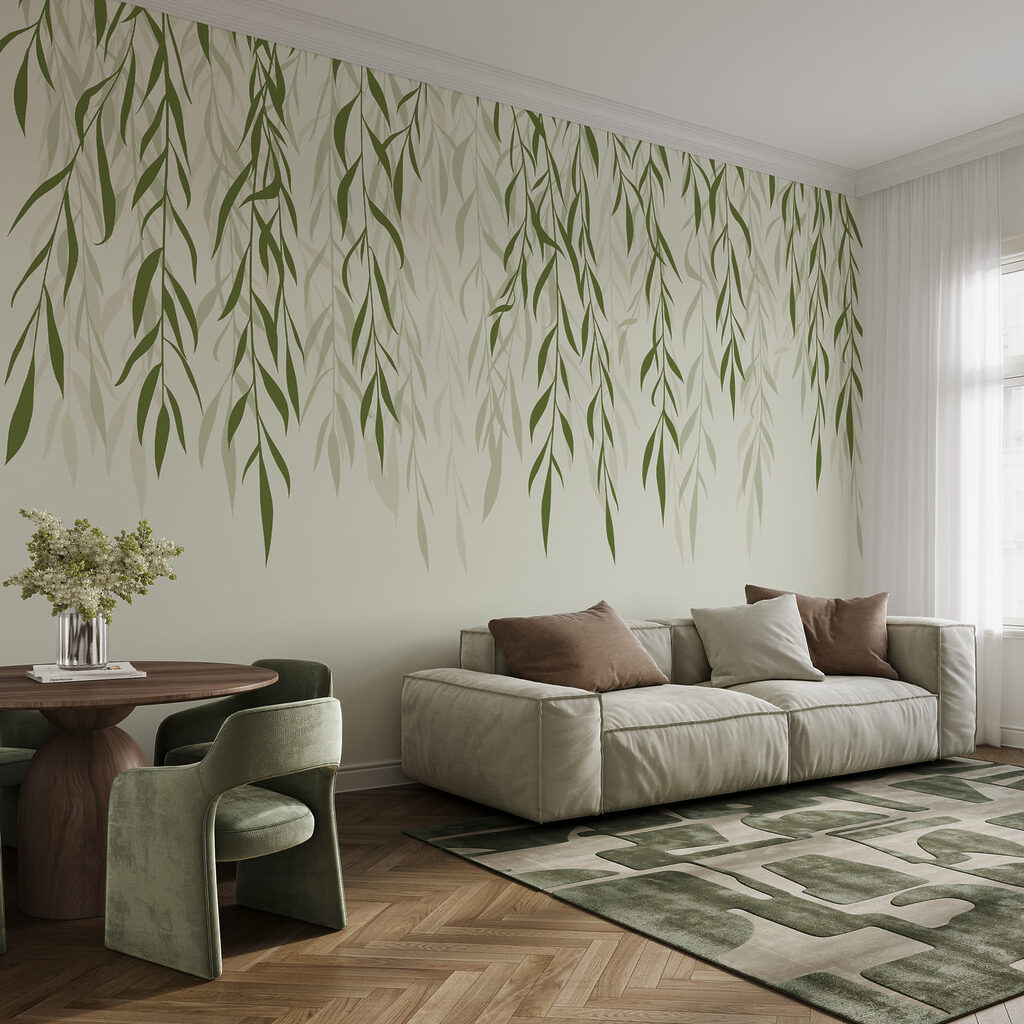 Hangende blaadjes in inktlijnen — interieur 2
