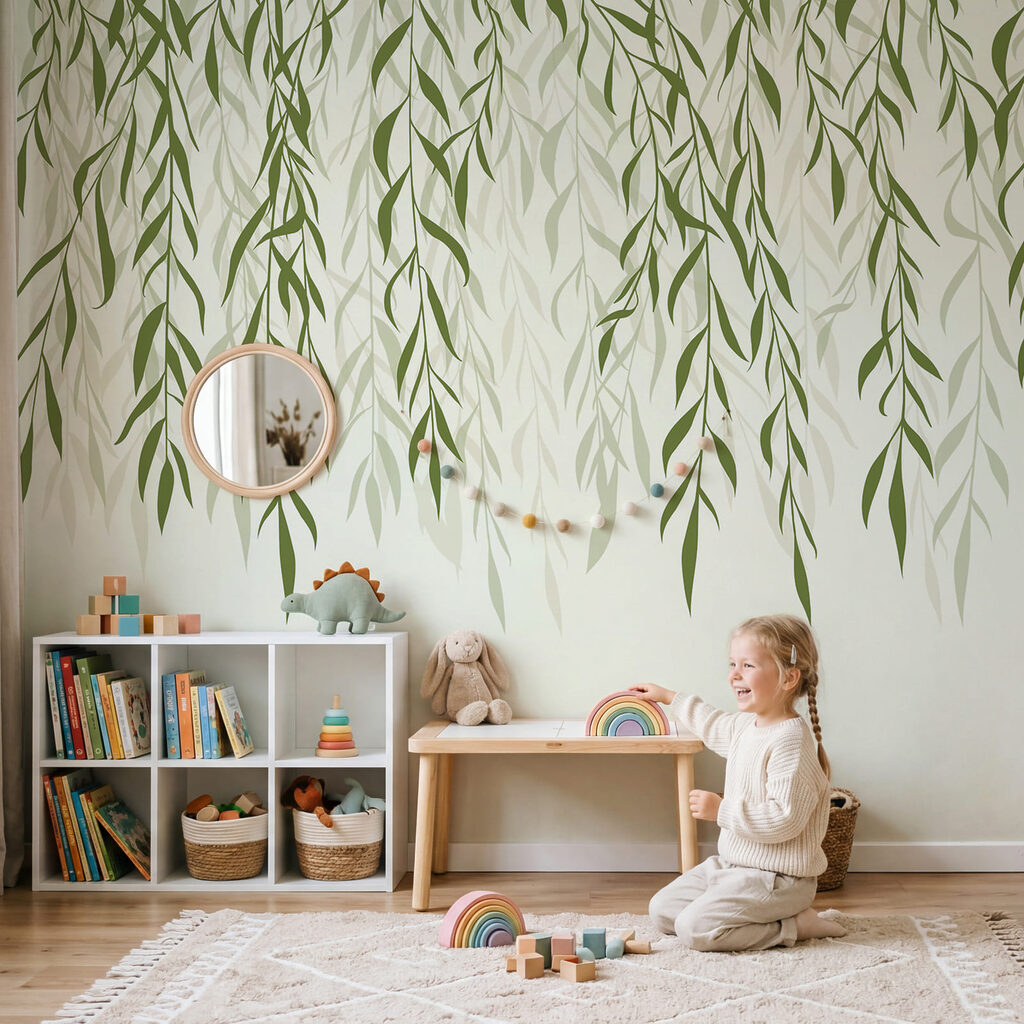 Hangende blaadjes in inktlijnen — interieur 3
