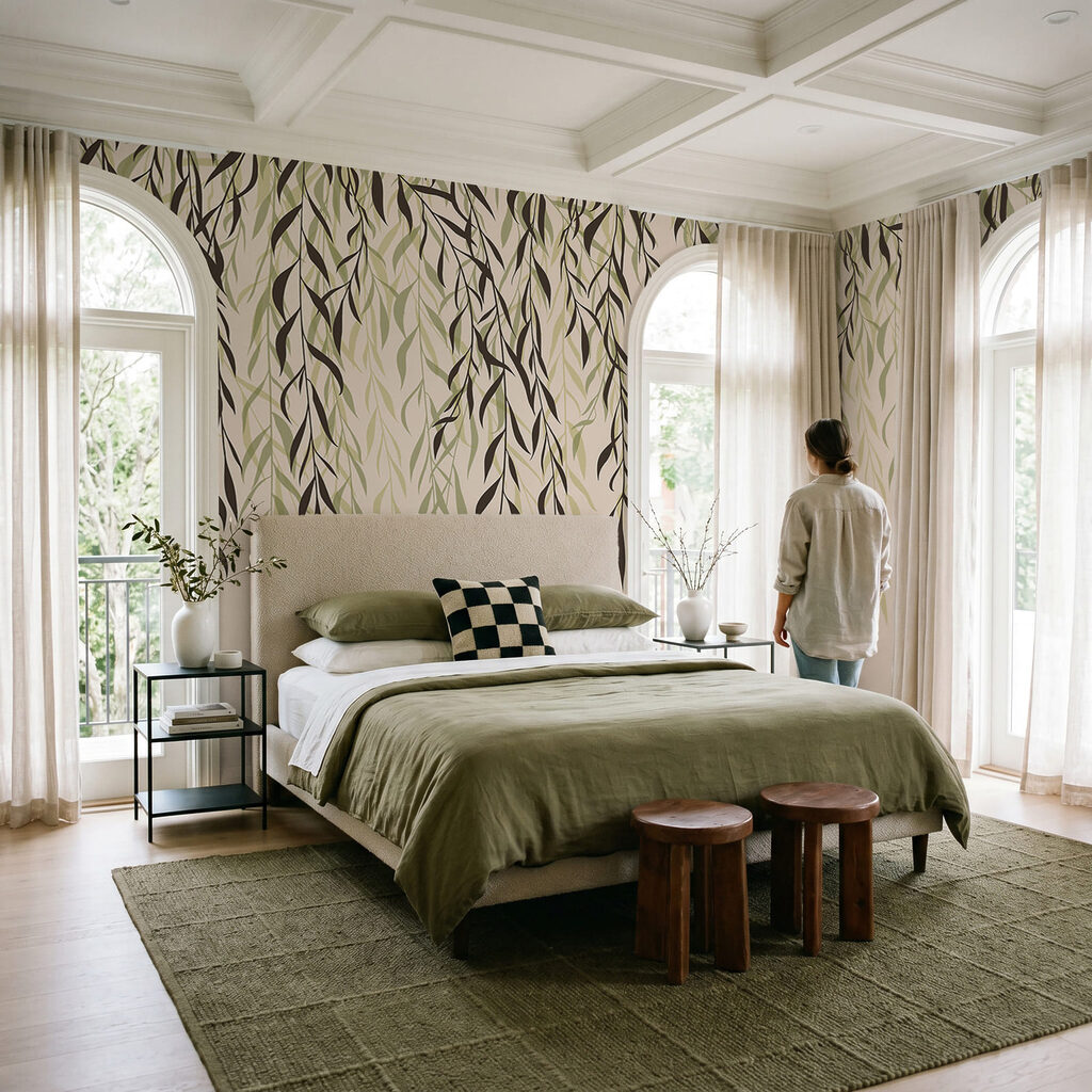 Hangende blaadjes in inktlijnen — interieur 2