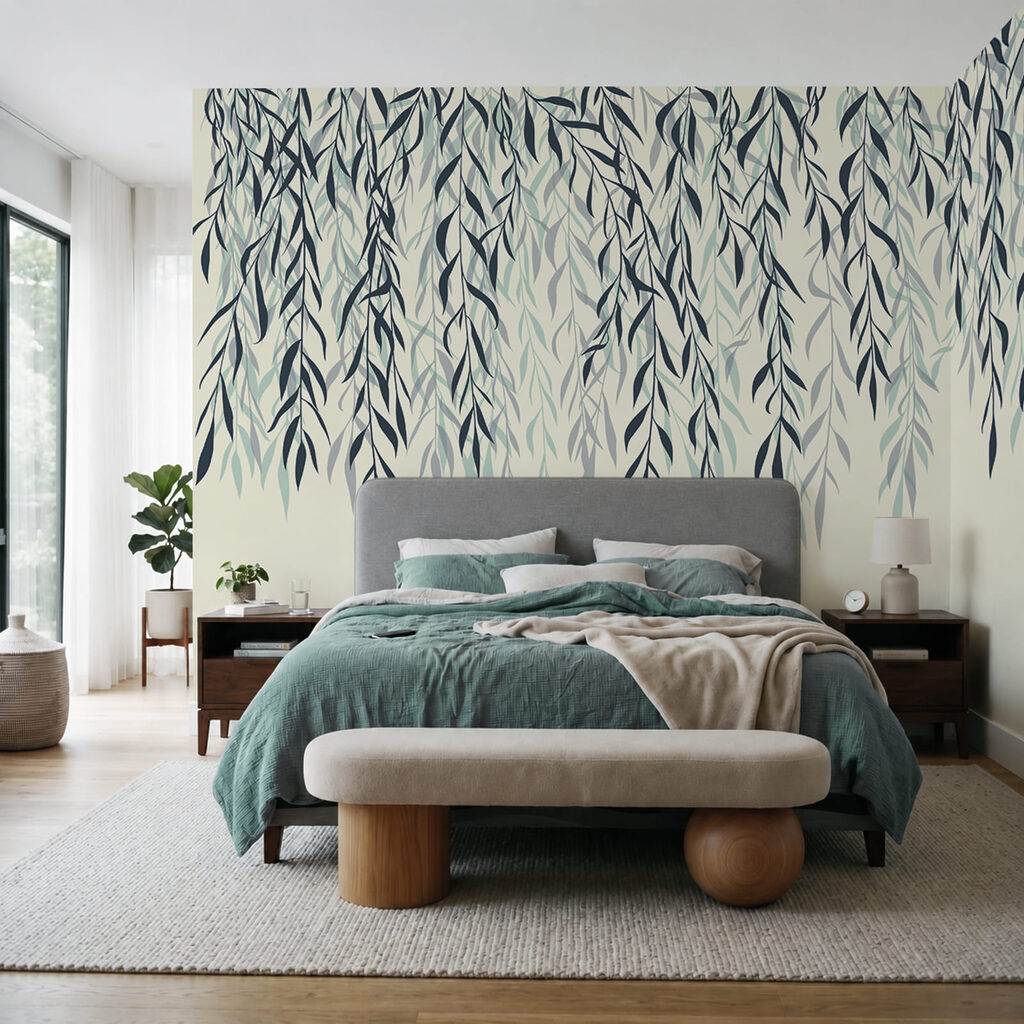 Hangende blaadjes in inktlijnen — interieur 2