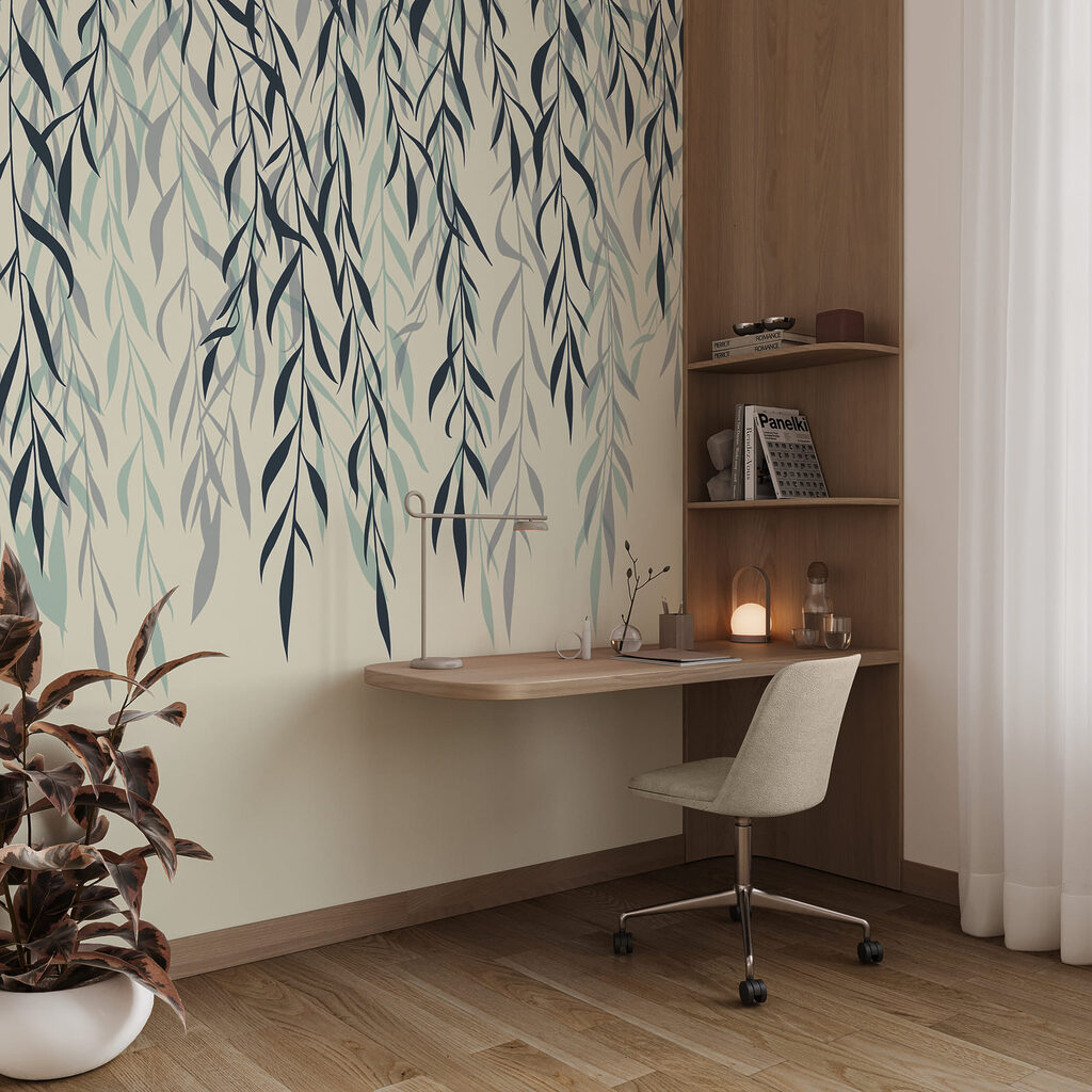 Hangende blaadjes in inktlijnen — interieur 3