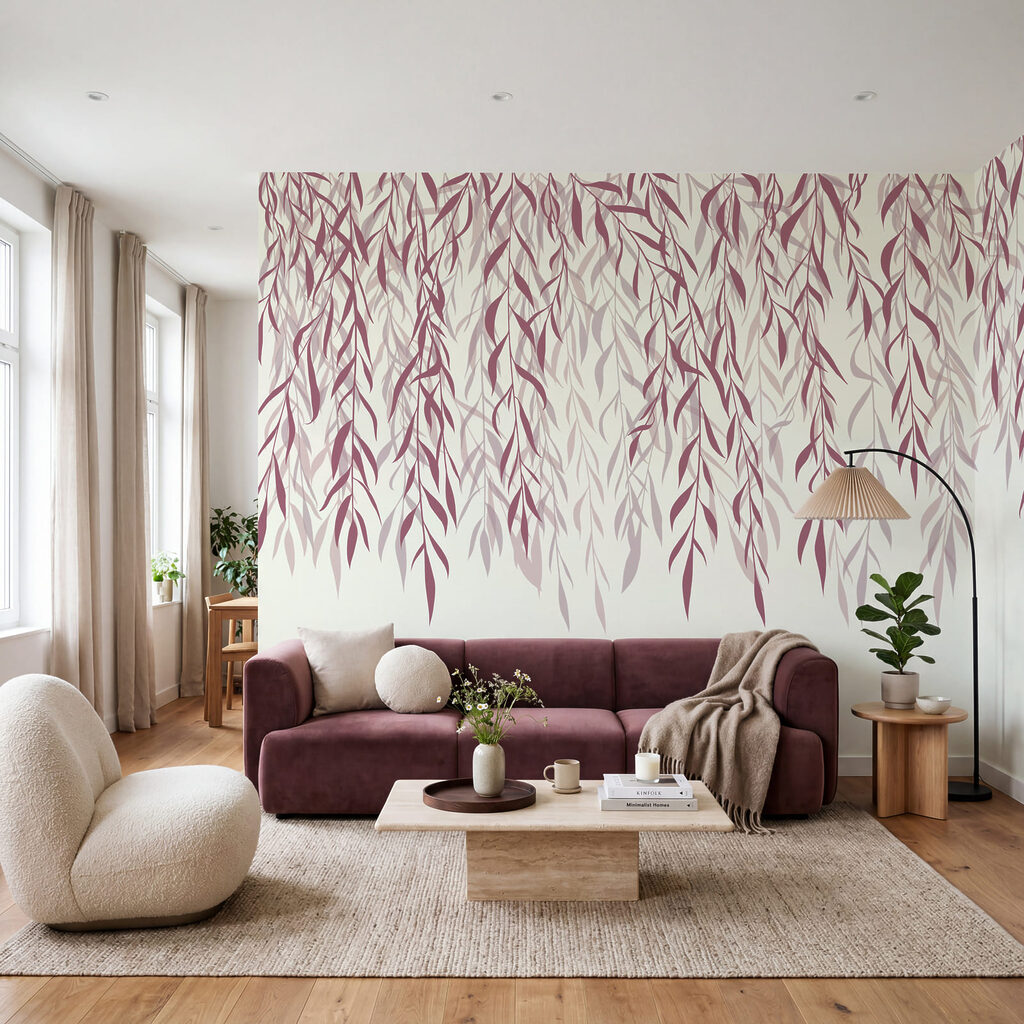 Hangende blaadjes in inktlijnen — interieur 2