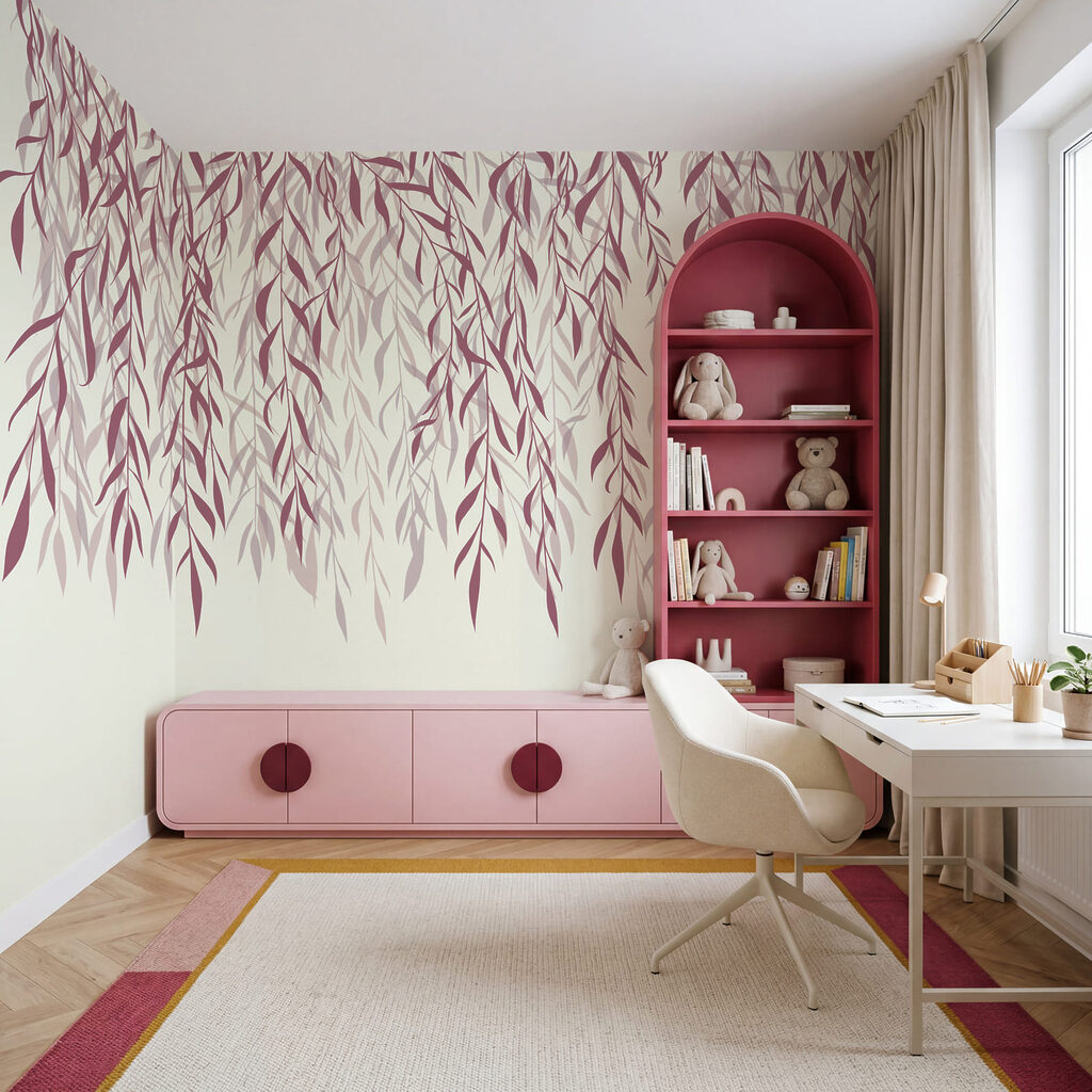 Hangende blaadjes in inktlijnen — interieur 3