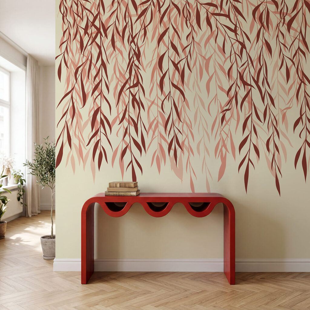 Hangende blaadjes in inktlijnen — interieur 2