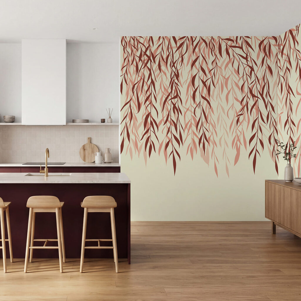 Hangende blaadjes in inktlijnen — interieur 3