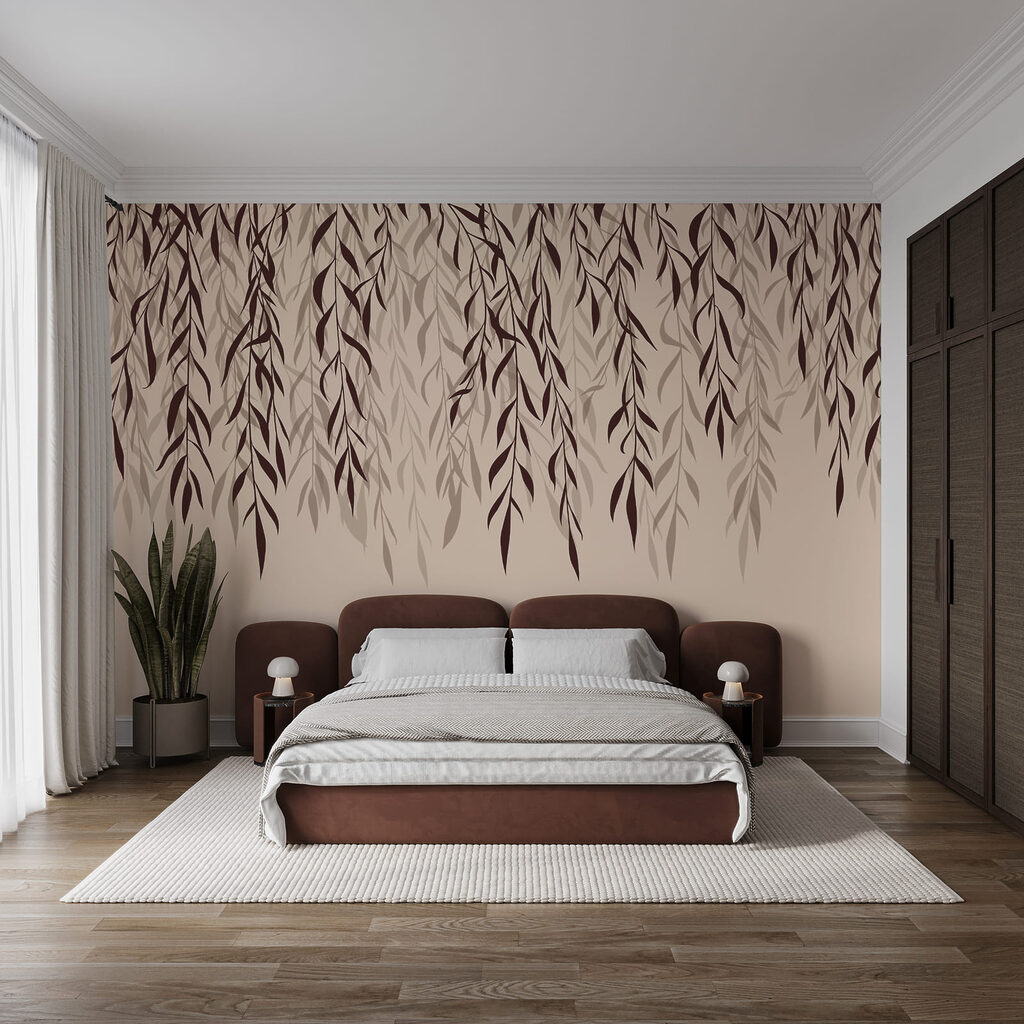 Hangende blaadjes in inktlijnen — interieur 1