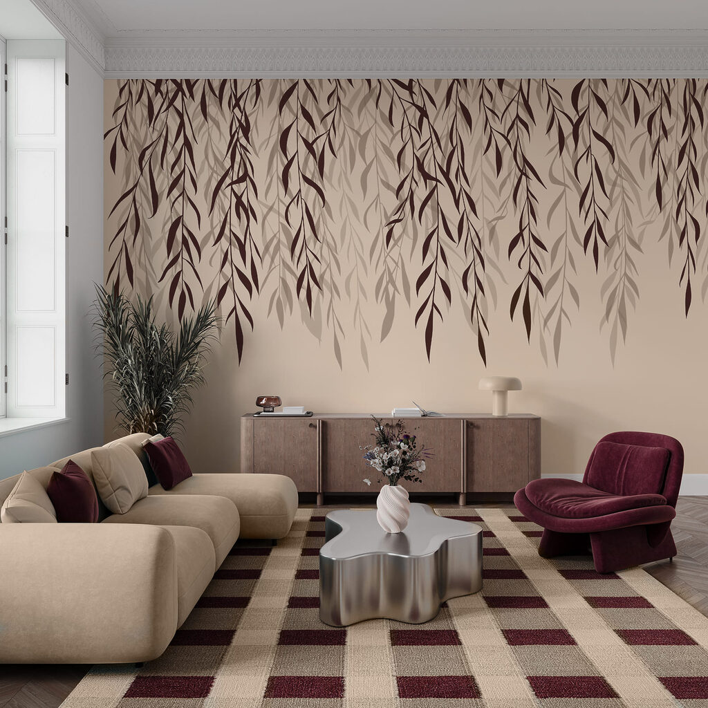 Hangende blaadjes in inktlijnen — interieur 2