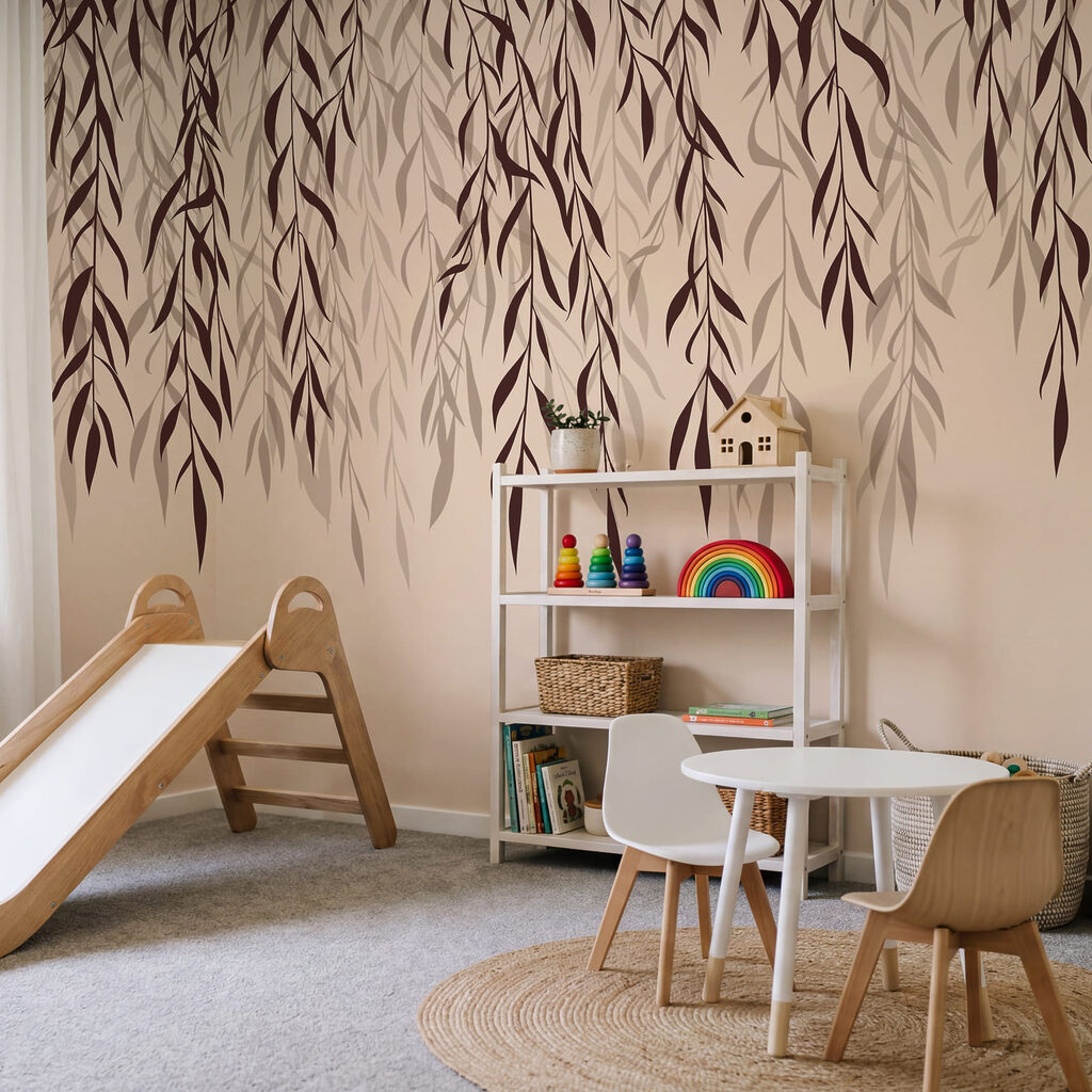 Hangende blaadjes in inktlijnen — interieur 3
