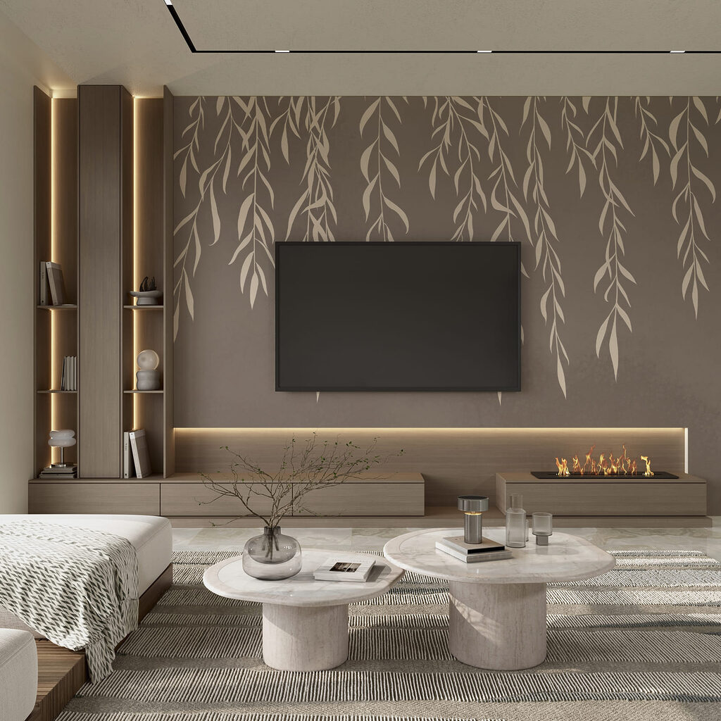 Witte twijgen hangen neer — interieur 1