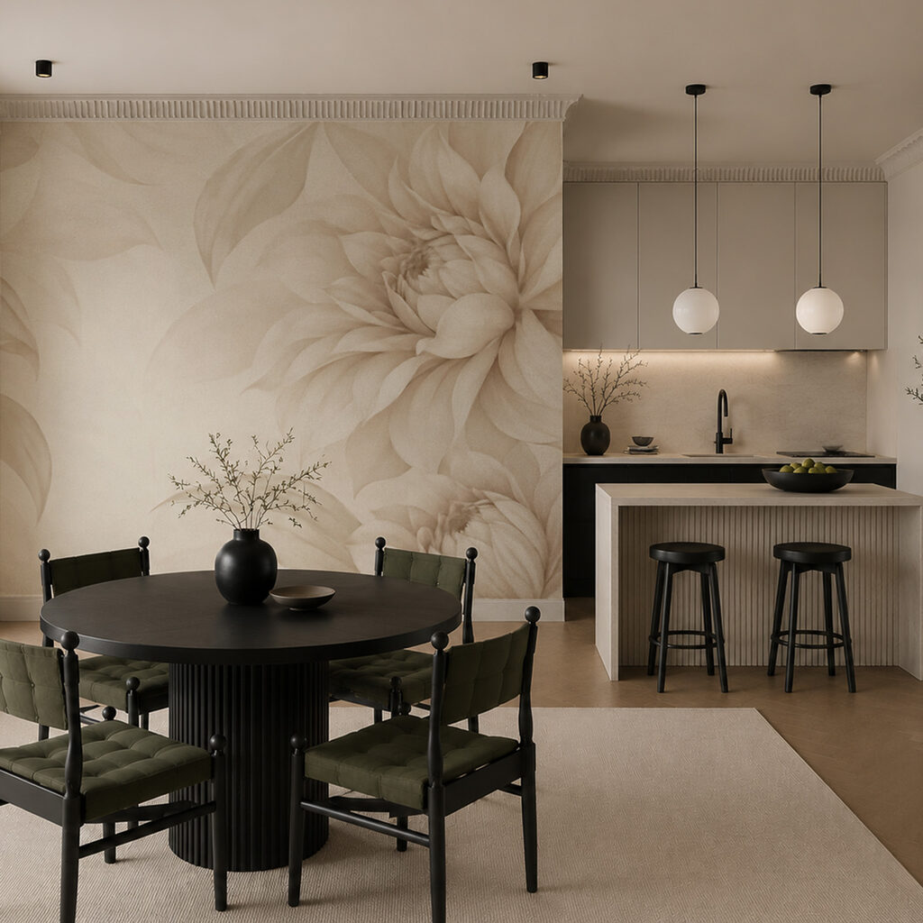 Grote bloemen langs randen — interieur 3