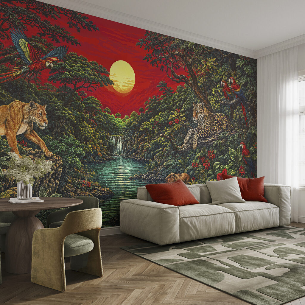 Junglekatten onder rode hemel — interieur 2