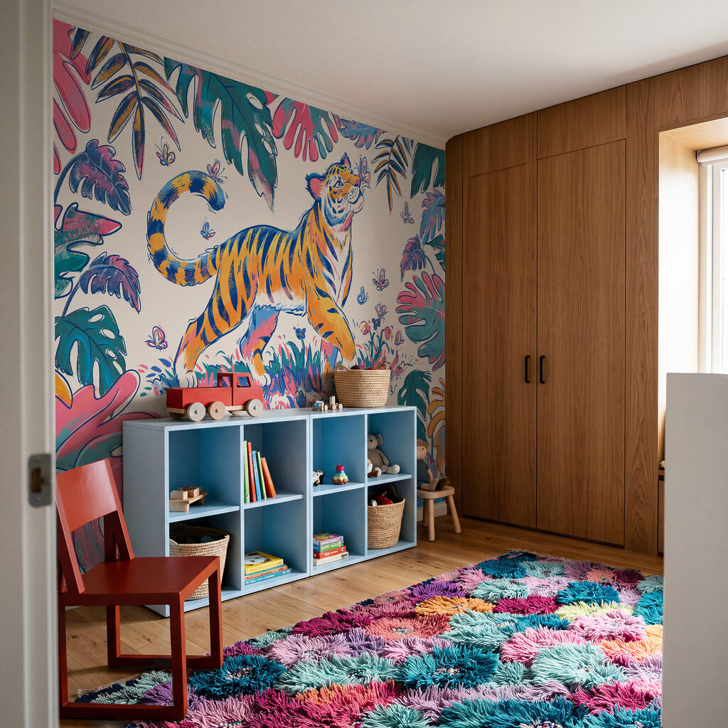 Tijger tussen bonte bladeren — interieur 2