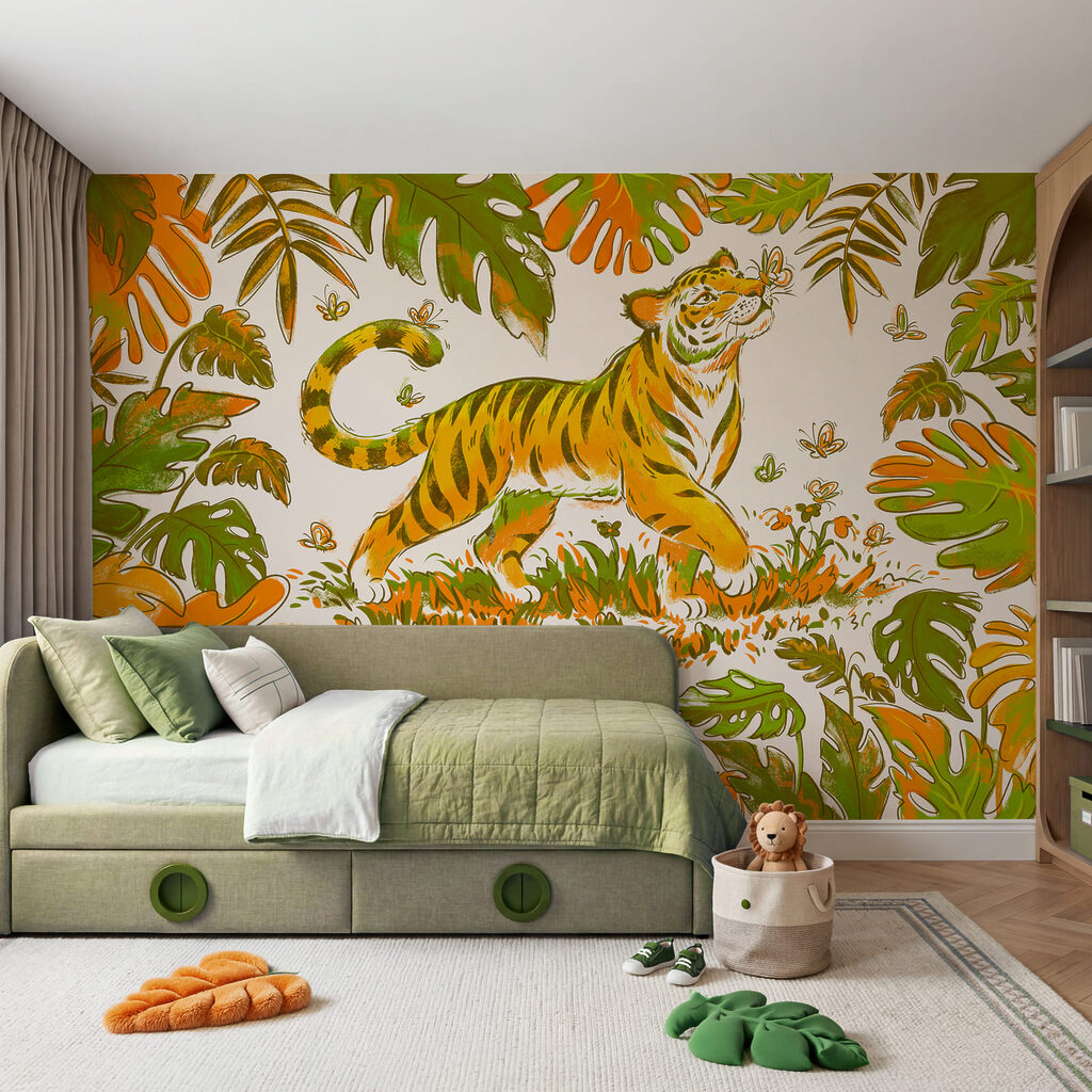 Tijger tussen bonte bladeren — interieur 1