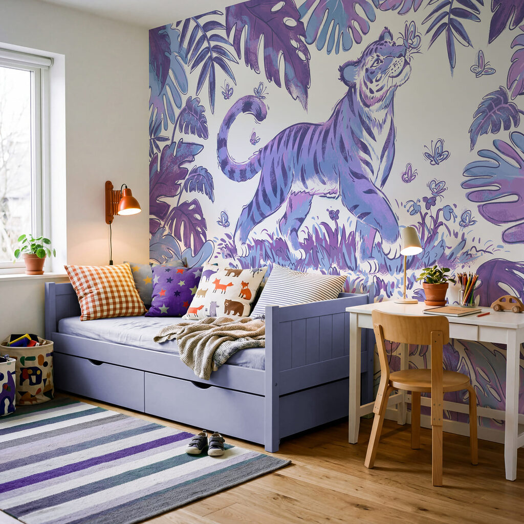 Tijger tussen bonte bladeren — interieur 1