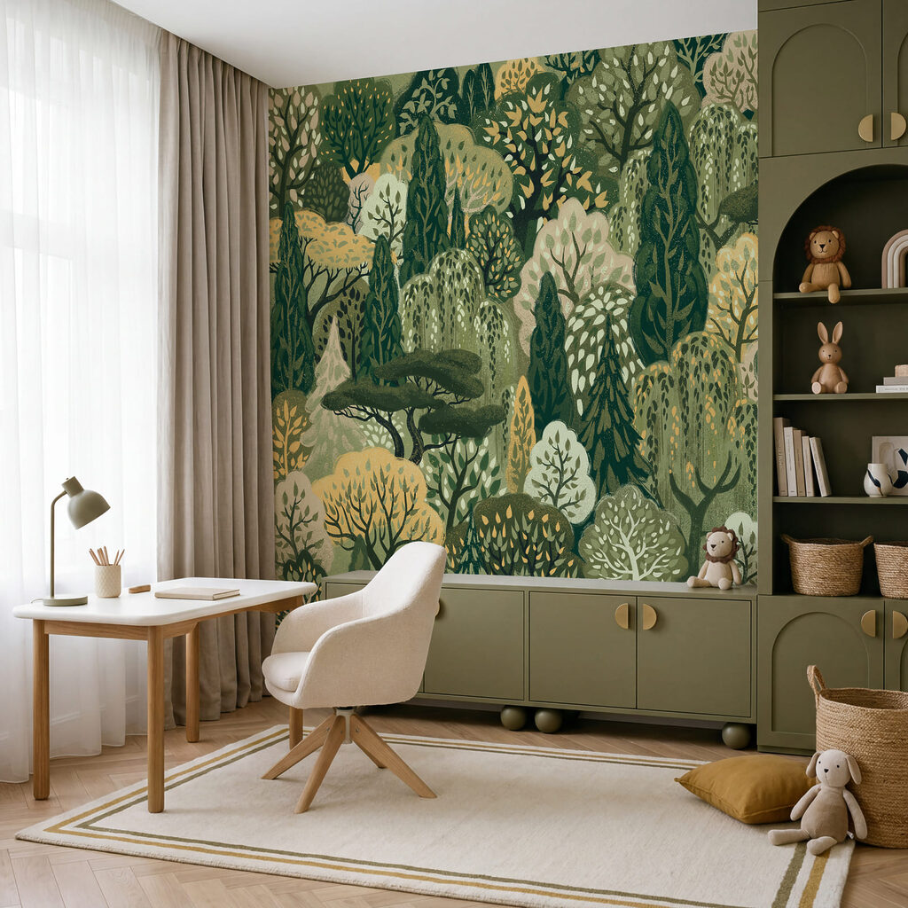 Herten tussen sierlijke bomen — interieur 4