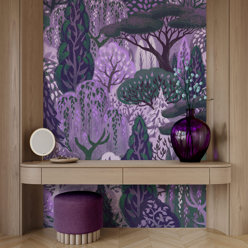 Herten tussen sierlijke bomen — interieur 2