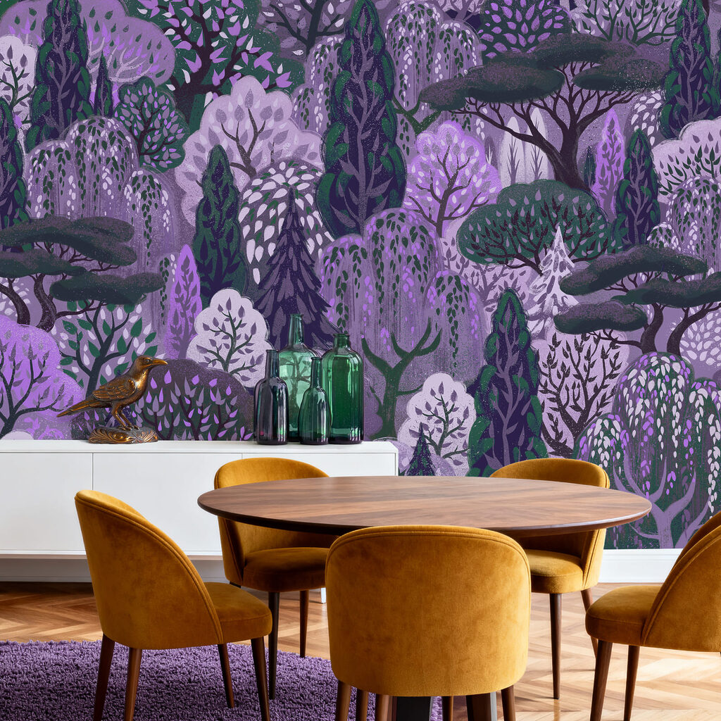 Herten tussen sierlijke bomen — interieur 1